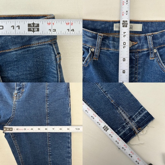 Topshop Jamie Skinny Jeans High Rise Ankle Crop Split Raw Hem Front Seam Blue 26 - Picture 13 of 16